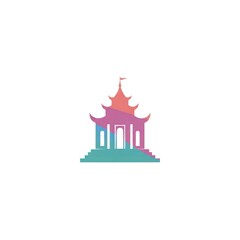 Fototapeta premium Vibrant colorful Asian temple architecture icon.