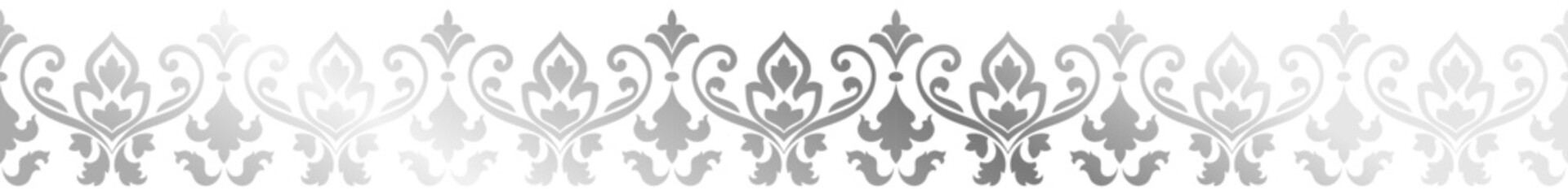 Fototapeta premium Seamless edge, abstract vintage pattern, silver color.