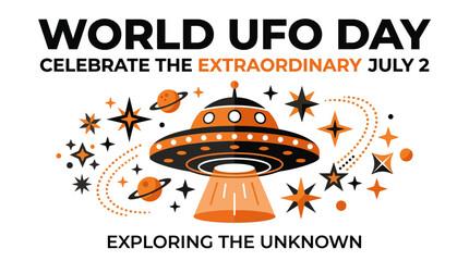 World UFO Day Celebrate Extraordinary July 2 Exploring the Unknown Banner © Mangga