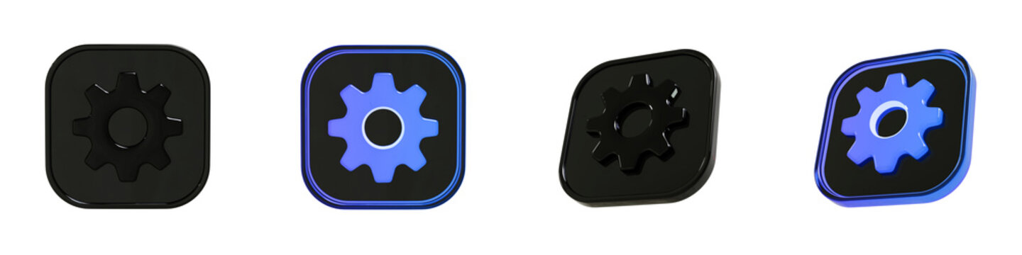 3D Settings Gear On Off UI Icon Set