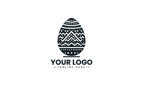 A patterned Easter egg is filled with sharp zigzag stripes minimal