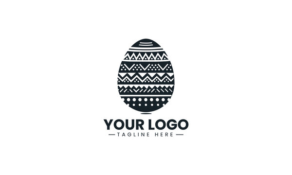 A patterned Easter egg is filled with sharp zigzag stripes minimal