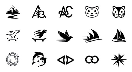 Obraz premium Diverse Vector Icons: Nature, Animals, Sports, Abstract Symbols, and More