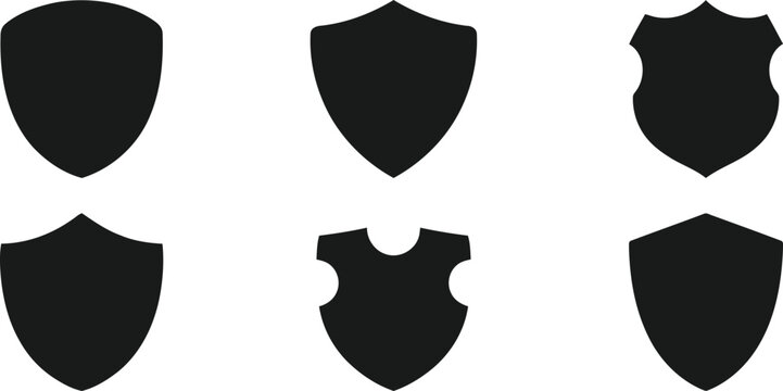 Set of various shield shapes for security and protection emblem design elements