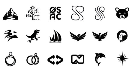 Fototapeta premium Diverse Vector Icons Set: Nature, Animals, Business, Symbols, and Objects