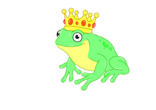 King frog on a white background