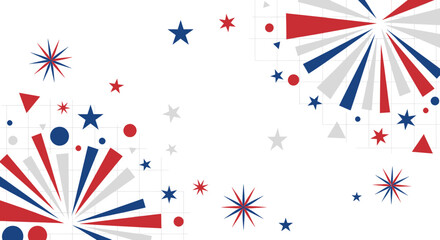 Obraz premium Red White Blue Stars Fireworks Celebration Background