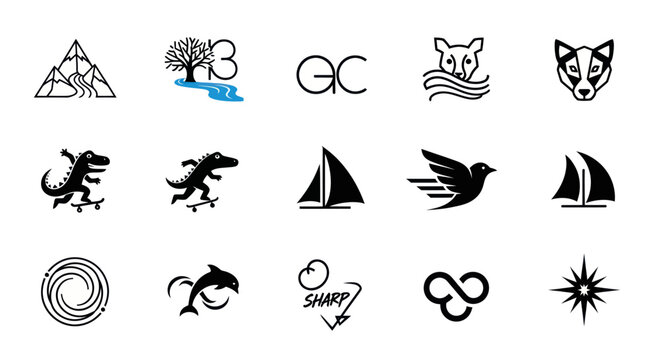 Vector Icons Collection: Animals, Nature, Symbols, and Shapes