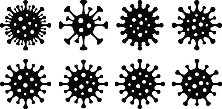 Coronavirus disease microbe cell biology icons with bacteria infection pathogen outbreak