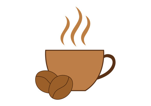 Taza de caf&eacute; caliente con granos de caf&eacute;