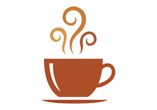 Taza de caf&eacute; marr&oacute;n con humo arom&aacute;tico aislada
