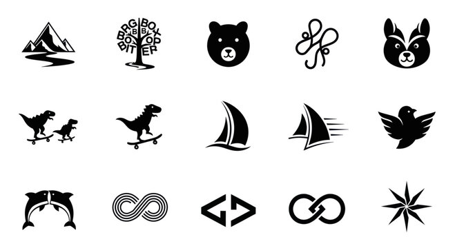 Vector Icons Set: Nature, Animals, Objects, Symbols, and Shapes