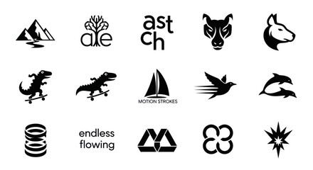 Fototapeta premium Vector Logo Icons Collection: Animals, Nature, Business, Abstract & More