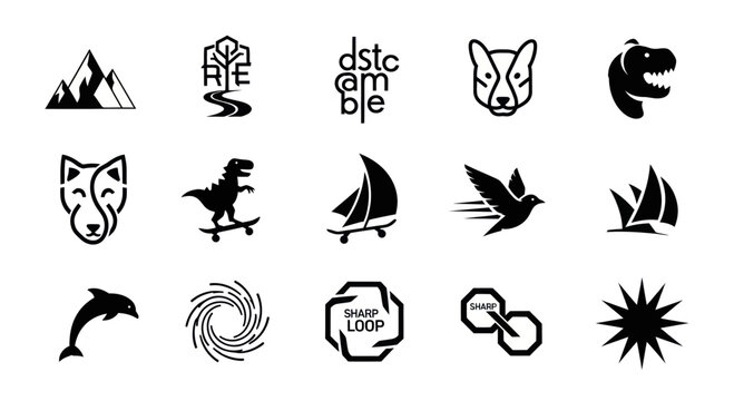 Vector Icons Set: Nature, Animals, Transport, and Abstract Symbols