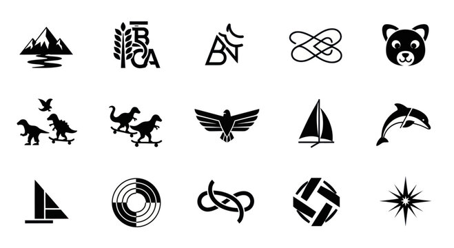 Vector Logo Icons Collection - Animals, Nature, Abstract, Dinosaurs, Sailing