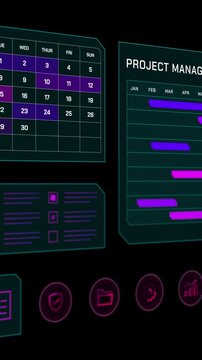 Digital project management interface featuring animated Gantt charts and timeline planning for mobile.