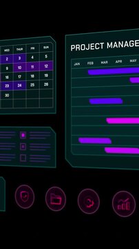 Professional portrait UI displaying business milestone tracking and team project timelines.