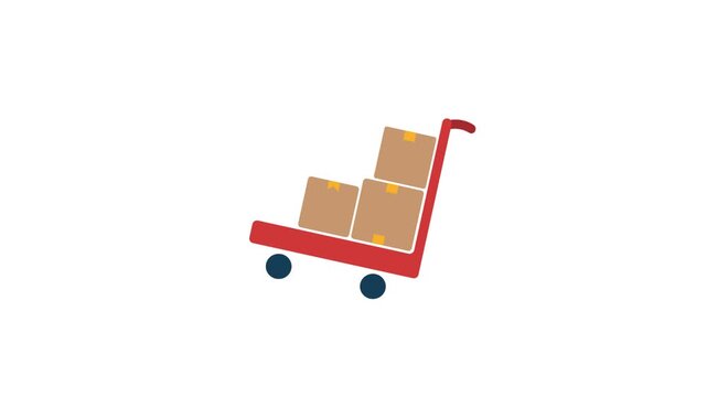 Logistics Hand Truck Trolley Moving Cardboard Boxes White Background
