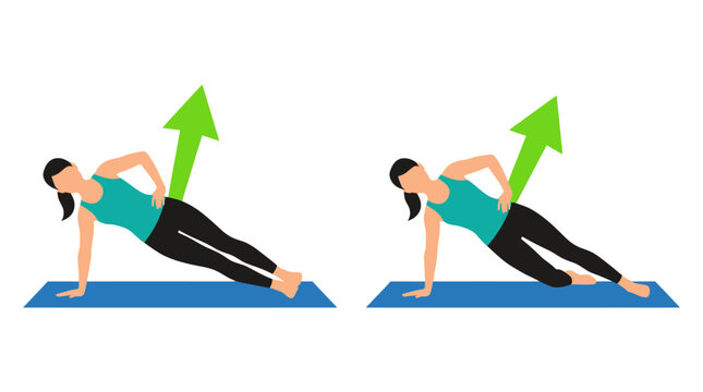 Woman Performing Side Plank Exercise Vector Illustration