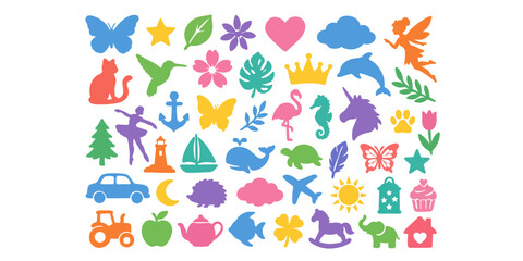 Obraz premium set of colorful simple stencil patterns vector illustration