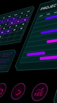 Animated timeline tracker for portrait content focused on corporation planning and goal settings.