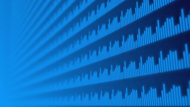 4K Abstract Blue Digital Equalizer Lines Motion Background Futuristic Audio Spectrum Loop