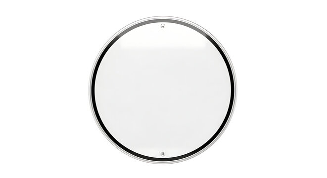 A circular reflective surface isolated on a white background