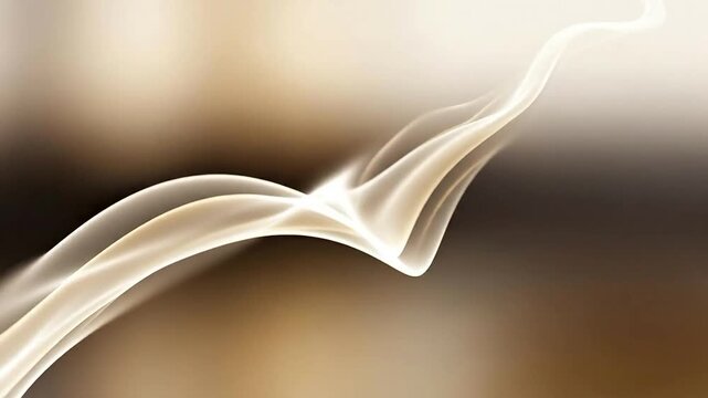 Abstract white smoke wave flowing on soft brown background, elegant liquid motion design element for luxury branding, smooth silk texture for creative digital art projects