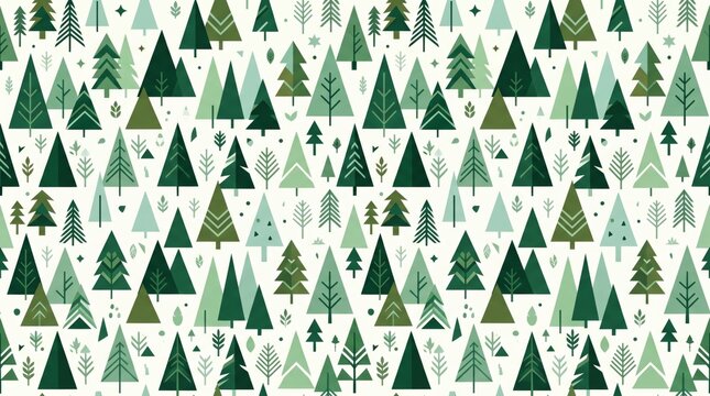 Green christmas trees seamless pattern with winter trees tree pattern holiday pattern winter holidays christmas decor