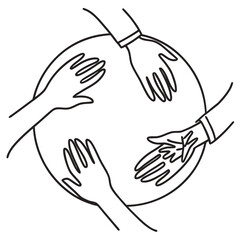 Obraz premium Group of diverse hands joined in circle unity art.
