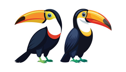 two Toucans bird clipart vector illustration © Nayon
