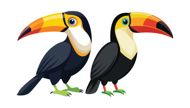 two Toucans bird clipart vector illustration