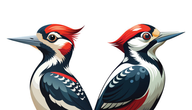 two Woodpeckers bird clipart vector illustration