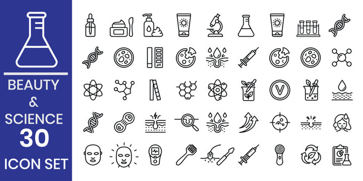 Beauty and science icon set