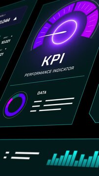 Digital portrait dashboard for visualizing strategic KPI progress and corporate achievement goals.