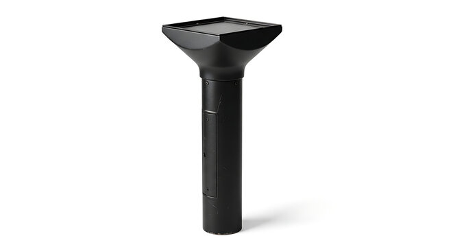 Modern black outdoor solar light fixture isolated on white background