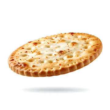 Crispy baked cracker with visible perforations and golden-brown edges, isolated on a clean white background, perfect for food advertising