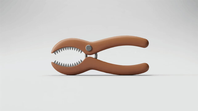Brown plastic pruning shears with sharp metal blades for gardening and plant care