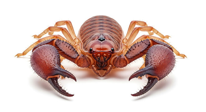 Isolated Solifugae Arachnid with Large Claws on White Background