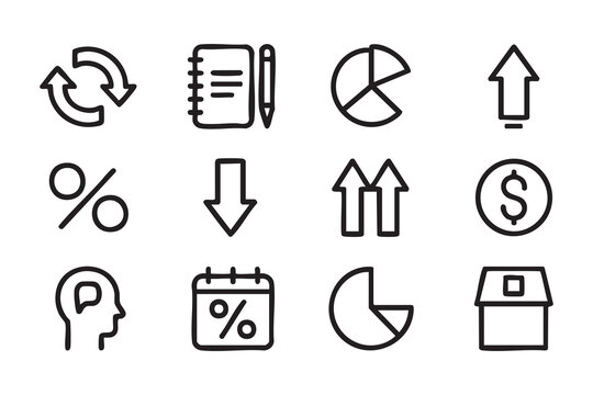 Financial Performance Outline Icons For Investment Strategy And Reports