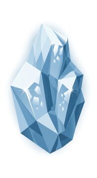 Illustration of a Beautiful Blue Crystal Formation Isolated on White.