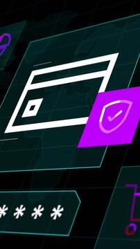 Visual representation of digital wallet security and encrypted transactions in portrait format.