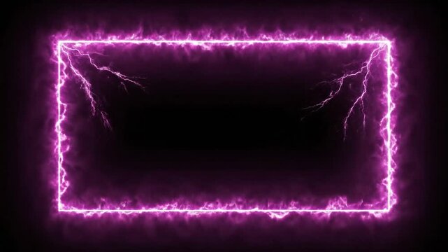 A glowing purple electric energy frame on a dark background