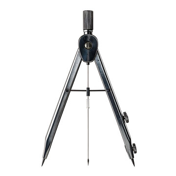 Drawing compass tool, geometric instrument for drafting and technical drawing on a clean white background