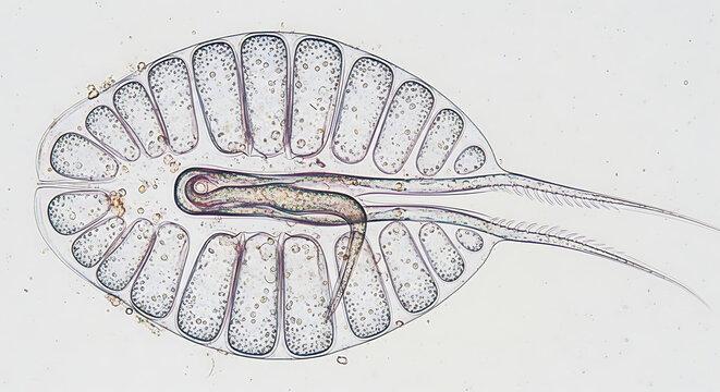 Microscopic detail of a parasitic organism isolated on a white background