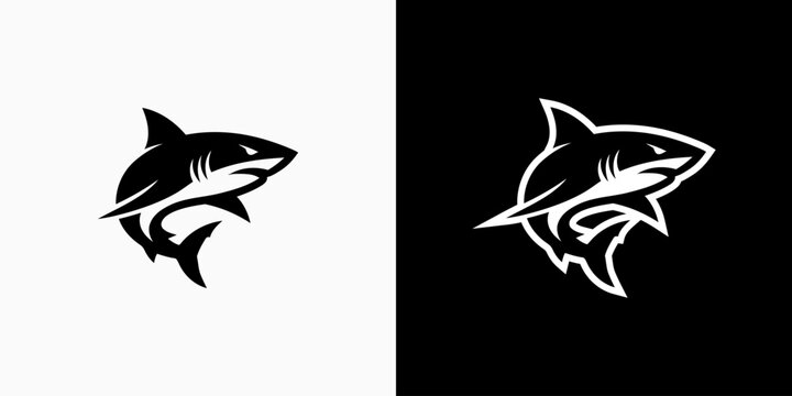Shark silhouette vector logo design with modern, simple, clean and abstract style.