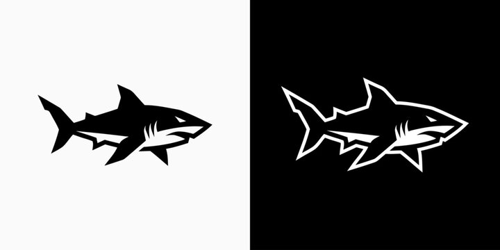 Shark silhouette vector logo design with modern, simple, clean and abstract style.
