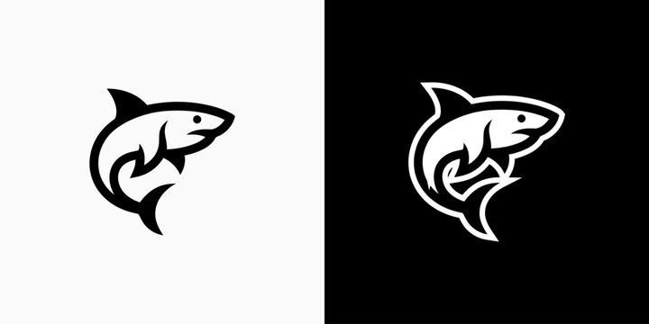 Shark silhouette vector logo design with modern, simple, clean and abstract style.