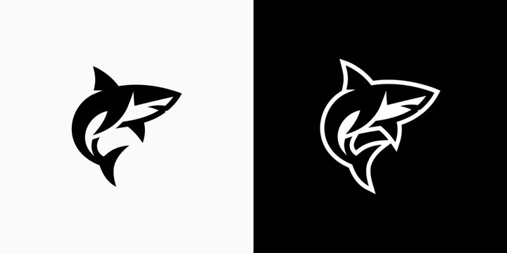 Shark silhouette vector logo design with modern, simple, clean and abstract style.