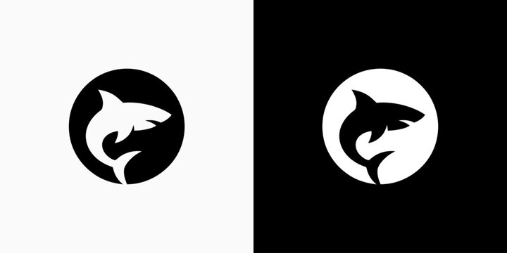 Shark silhouette vector logo design with modern, simple, clean and abstract style.
